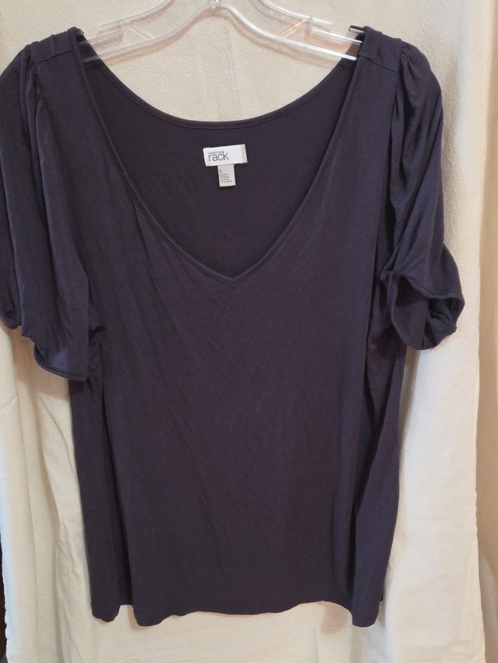 The Rack Scoop Neck Short Sleeve Top in Purple/Gray